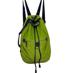 Lime Green and Navy Backpack Large Duffle Bag with Drawstring